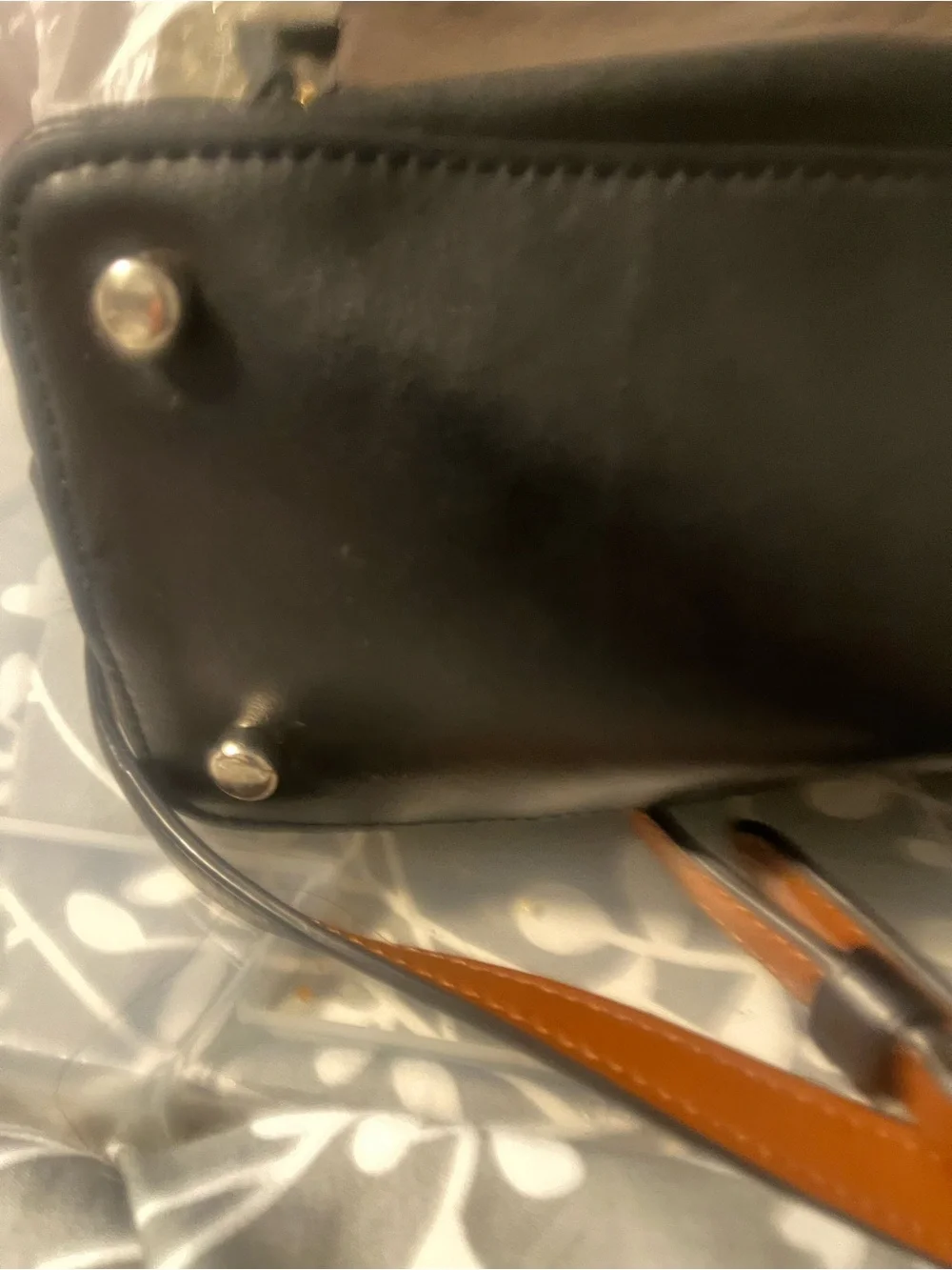 COACH Black Floral Dome Satchel with Pink and Green Accents like new